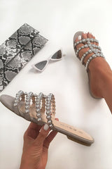 Grey Studded Silver Ball Sandals - Nervie-Sandals