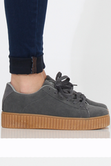 Grey Suede Gum Sole Creepers - Sandy-Shoes
