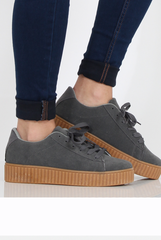 Grey Suede Gum Sole Creepers - Sandy-Shoes