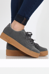 Grey Suede Gum Sole Creepers - Sandy-Shoes