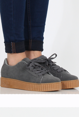 Grey Suede Gum Sole Creepers - Sandy-Shoes
