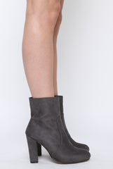 Grey Suede High Ankle Heeled Boots - Dondi-Boots