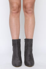 Grey Suede High Ankle Heeled Boots - Dondi-Boots
