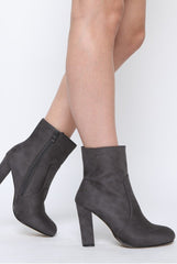 Grey Suede High Ankle Heeled Boots - Dondi-Boots