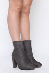 Grey Suede High Ankle Heeled Boots - Dondi-Boots