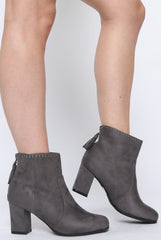 Grey Suede Tassel Ankle Boots - Odine-Boots