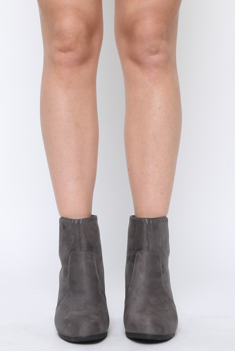 Grey Suede Tassel Ankle Boots - Odine-Boots
