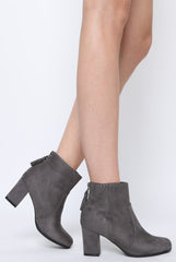 Grey Suede Tassel Ankle Boots - Odine-Boots