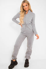Grey Sweat Drawstring Waist Jumpsuit - Darrah-Jumpsuits