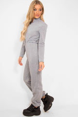 Grey Sweat Drawstring Waist Jumpsuit - Darrah-Jumpsuits
