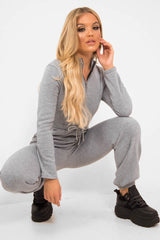 Grey Sweat Drawstring Waist Jumpsuit - Darrah-Jumpsuits
