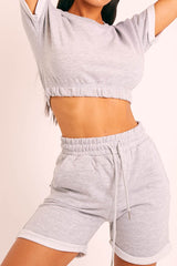 Grey Sweat Top Shorts Loungewear Co-ord - Indee-Loungewear