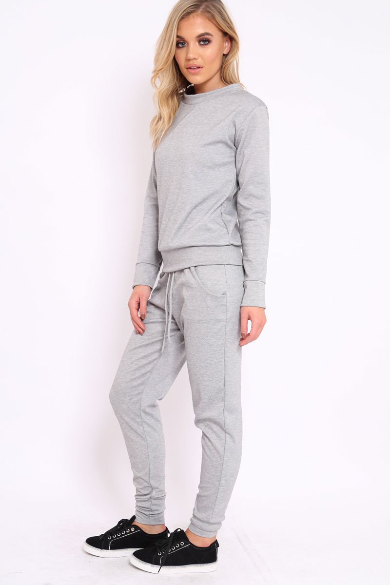 Grey Sweatshirt and Joggers Loungewear Set - Evalin-Loungewear