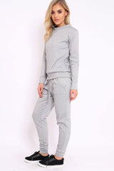 Grey Sweatshirt and Joggers Loungewear Set - Evalin-Loungewear