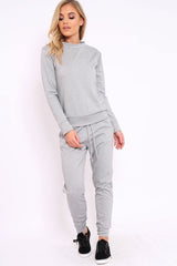 Grey Sweatshirt and Joggers Loungewear Set - Evalin-Loungewear