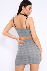 Grey Tartan Crop Top and Skirt Co-ord - Edina-Co-ords