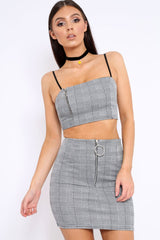 Grey Tartan Crop Top and Skirt Co-ord - Edina-Co-ords
