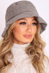 Grey Teddy Fabric Bucket Hat - Aanya-Hats
