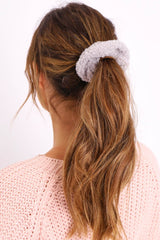 Grey Teddy Hair Scrunchie - Bassy-Hair