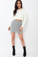 Grey Thick Knit Bodycon Skirt - Kristy-Skirts