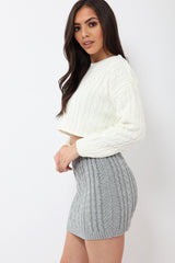 Grey Thick Knit Bodycon Skirt - Kristy-Skirts