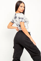 Grey Tie Dye Double Zip Top - Faven-Tops