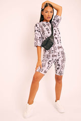 Grey Tie Dye Ribbed Cycling Shorts Co-ord - Haizlee-Co-ords