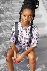 Grey Tie Dye Ribbed Cycling Shorts Co-ord - Haizlee-Co-ords