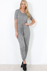 Grey Tie Waist Jumpsuit - Cheryl-Jumpsuits