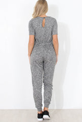 Grey Tie Waist Jumpsuit - Cheryl-Jumpsuits