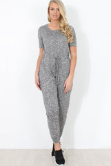 Grey Tie Waist Jumpsuit - Cheryl-Jumpsuits