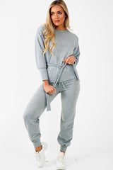 Grey Tie at Waist Tracksuit - Sammie-Loungewear