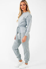 Grey Tie at Waist Tracksuit - Sammie-Loungewear
