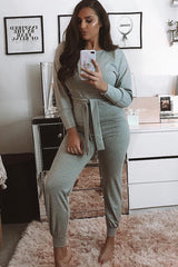 Grey Tie at Waist Tracksuit - Sammie-Loungewear