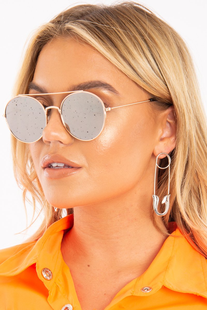 Grey Tinted Round Aviator Sunglasses - Fotini-Sunglasses
