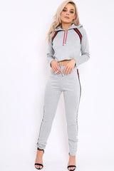 Grey Tracksuit with Khaki and Red Side Stripe - Beatrix-Co-ords