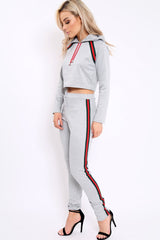 Grey Tracksuit with Khaki and Red Side Stripe - Beatrix-Co-ords