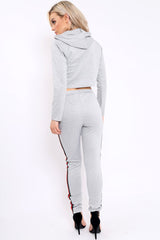 Grey Tracksuit with Khaki and Red Side Stripe - Beatrix-Co-ords