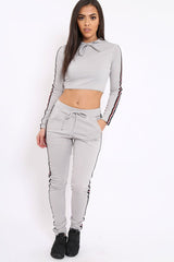 Grey Tracksuit with Red White and Black Side Stripe - Kasey-Co-ords