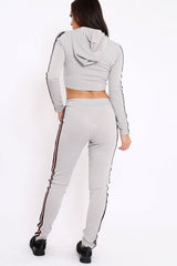 Grey Tracksuit with Red White and Black Side Stripe - Kasey-Co-ords