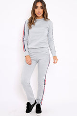 Grey Tracksuit with Sports Trim - Livvy-Loungewear