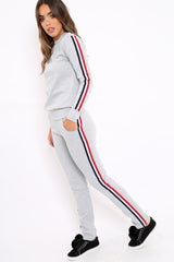 Grey Tracksuit with Sports Trim - Livvy-Loungewear