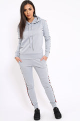 Grey Tracksuit with Sports Trim - Misha-Loungewear