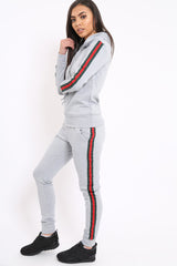 Grey Tracksuit with Sports Trim - Misha-Loungewear