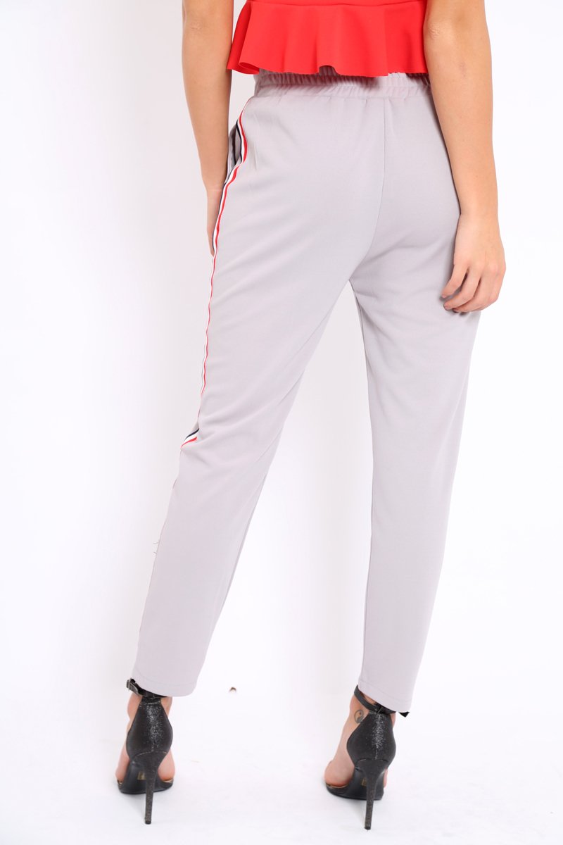 Grey Trousers with Red Blue and White Side Stripe - Savanna-Trousers