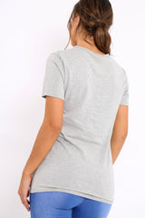 Grey Tshirt with Gold Skull Print - Brook-Tops