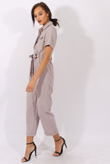 Grey Utility Tie Waist Pocket Jumpsuit - Kai-Jumpsuits
