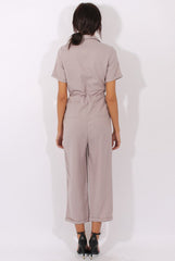 Grey Utility Tie Waist Pocket Jumpsuit - Kai-Jumpsuits