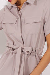 Grey Utility Tie Waist Pocket Jumpsuit - Kai-Jumpsuits