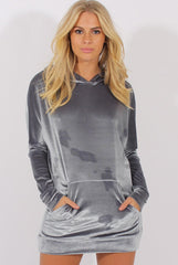 Grey Velvet Oversized Hoodie - Reagan-Hoodies
